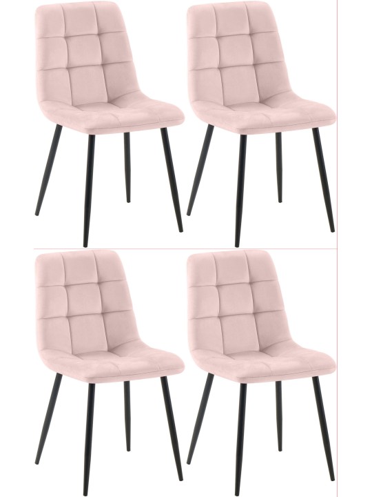 Sæt med 4 spisestuestole Antibes, pink
