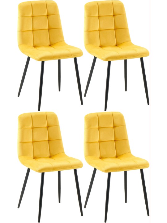 Sæt med 4 spisestuestole Antibes, gul