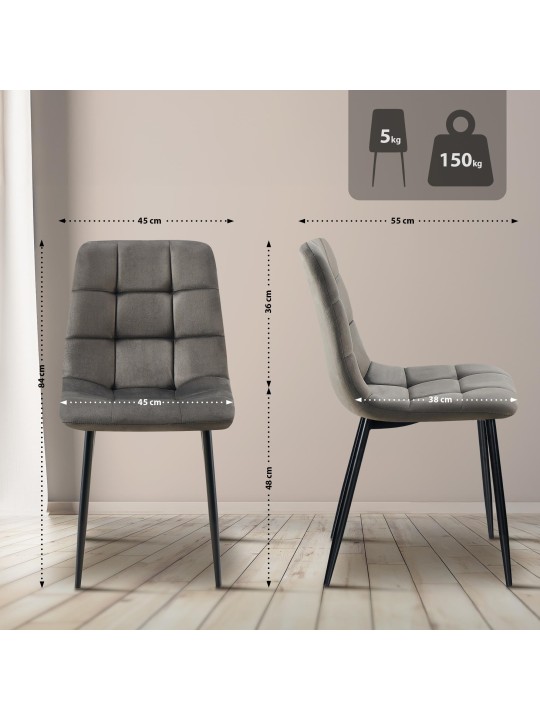 Sæt med 4 spisestuestole Antibes, antracit