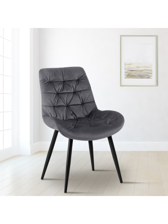 Rossford spisestuestol i fløjl, mørkegrå