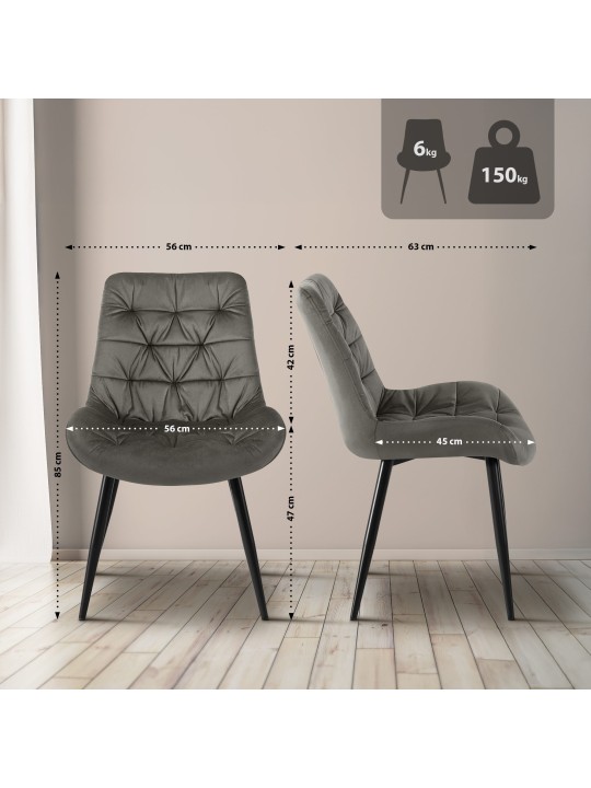 Rossford spisestuestol i fløjl, antracit Rossford spisestuestol i fløjl, antracit