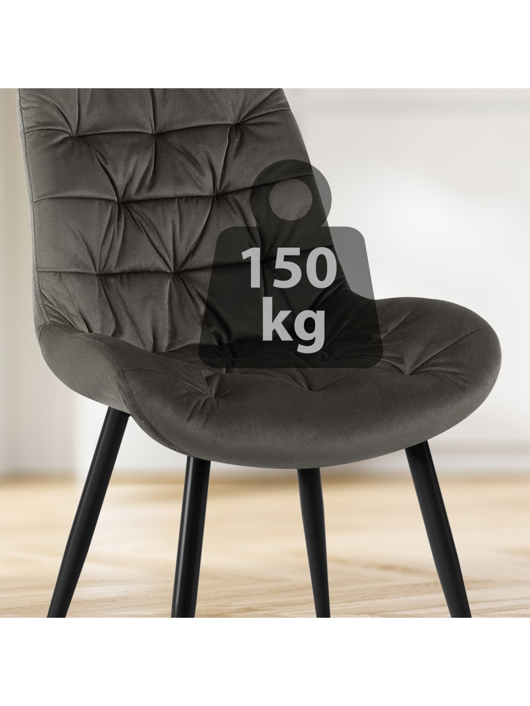 Rossford spisestuestol i fløjl, antracit
