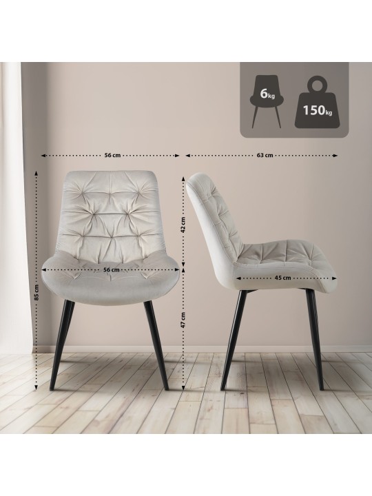 Sæt med 2 Rossford spisestuestole, grå