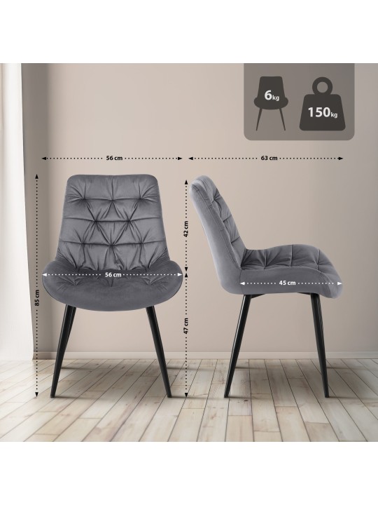 Sæt med 2 Rossford spisestuestole, mørkegrå