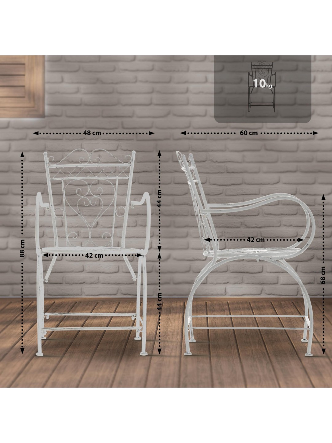 Stol Sheela, antik hvid