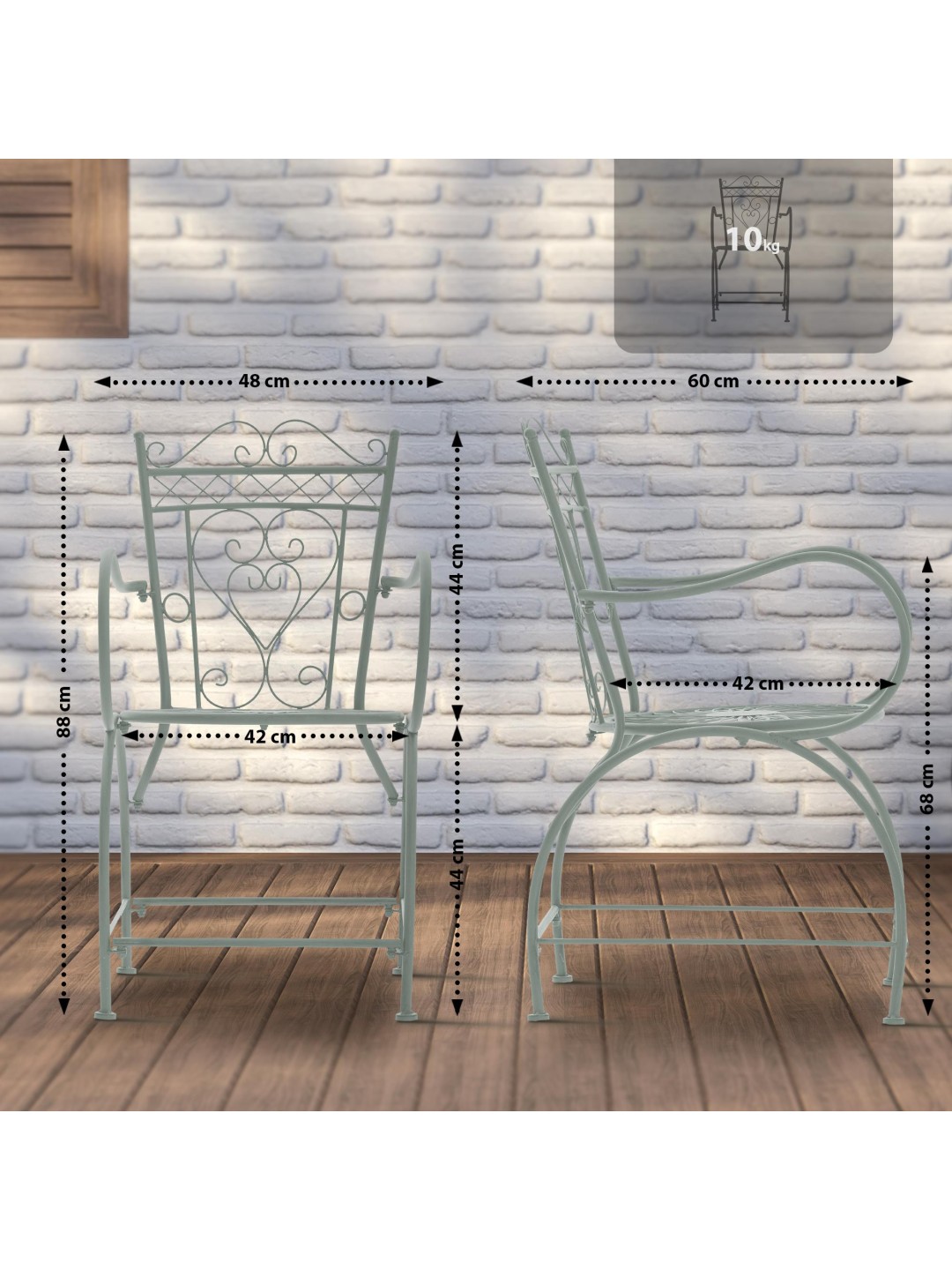 Stol Sheela, antik grøn