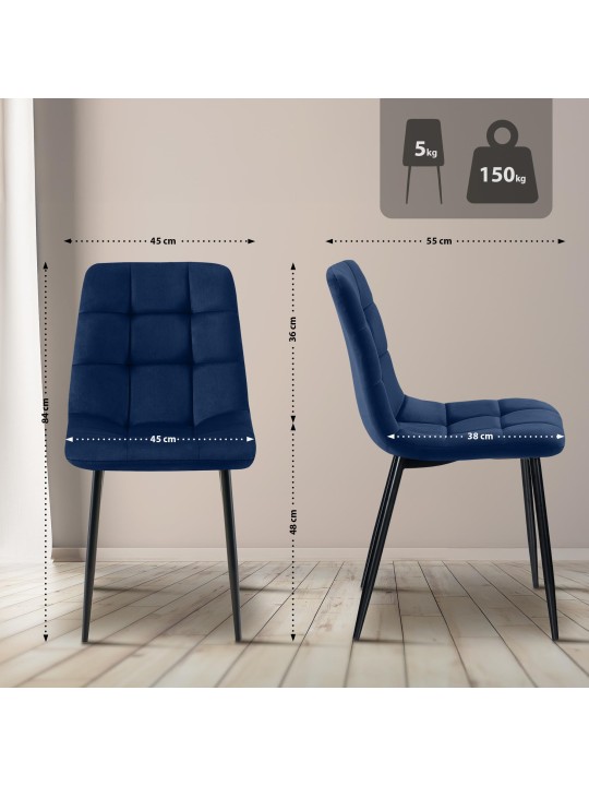 Spisestuestol Tilde fløjl, blå