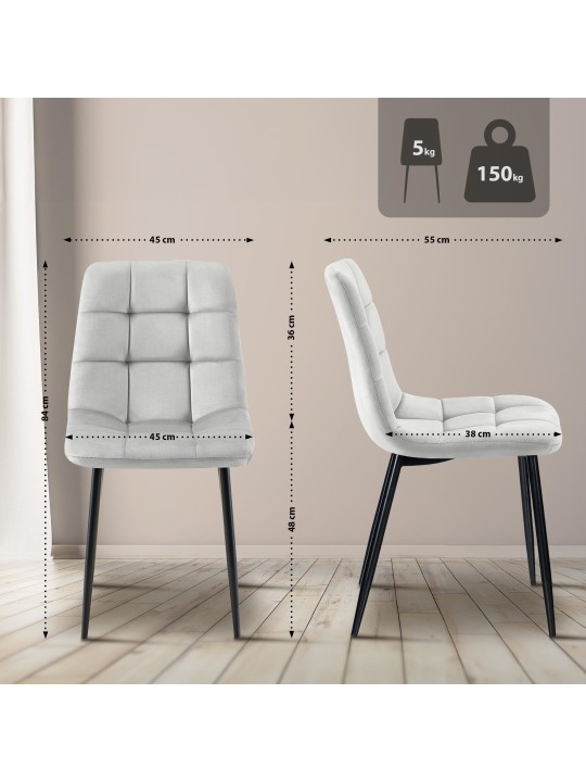 Spisestuestol Tilde fløjl, grå