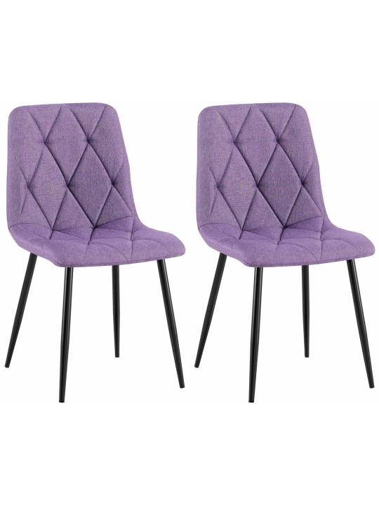 Sæt med 2 spisestuestole Clairton stof, lilla