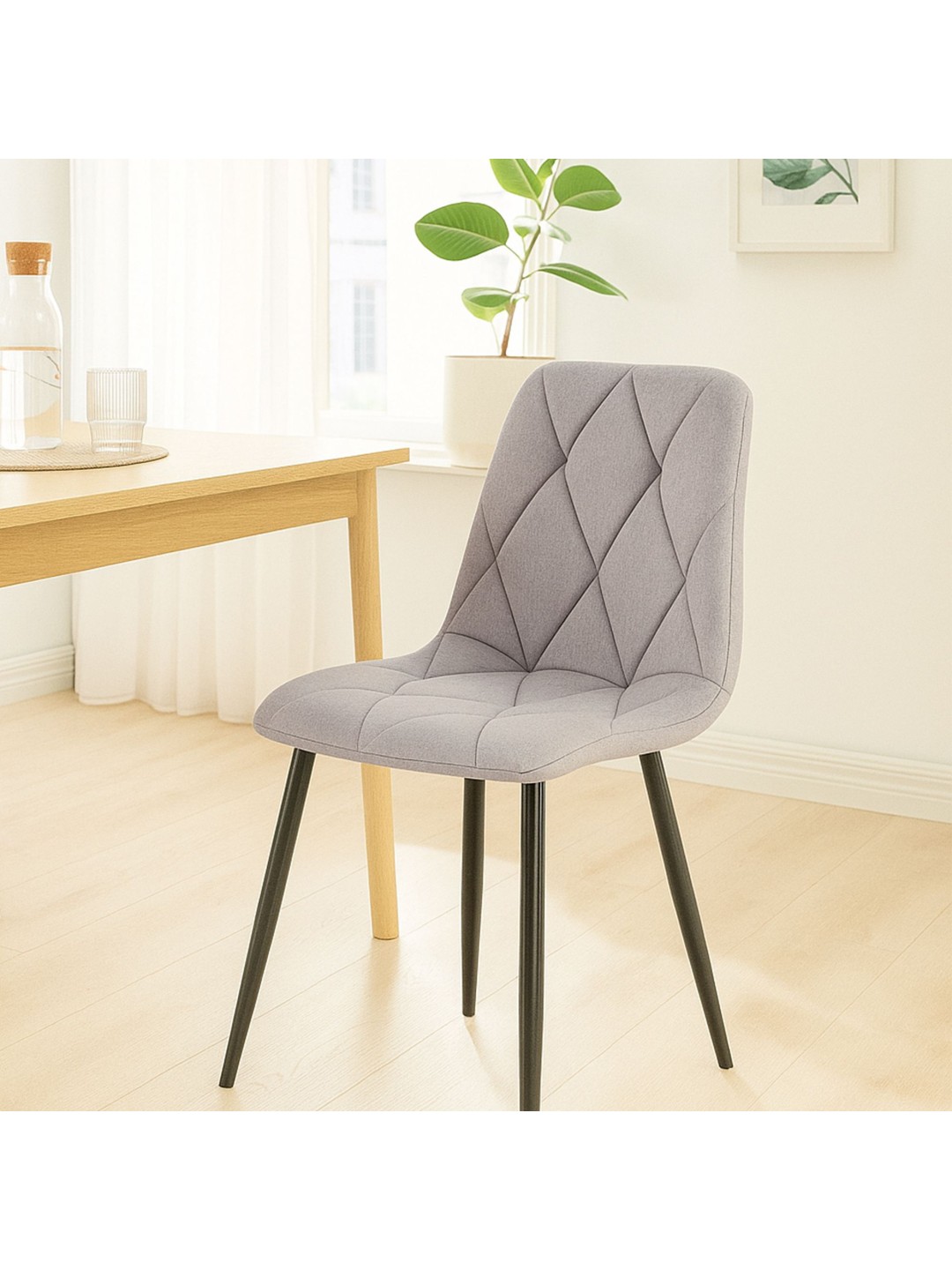 Sæt med 2 spisestuestole Clairton stof, lysegrå