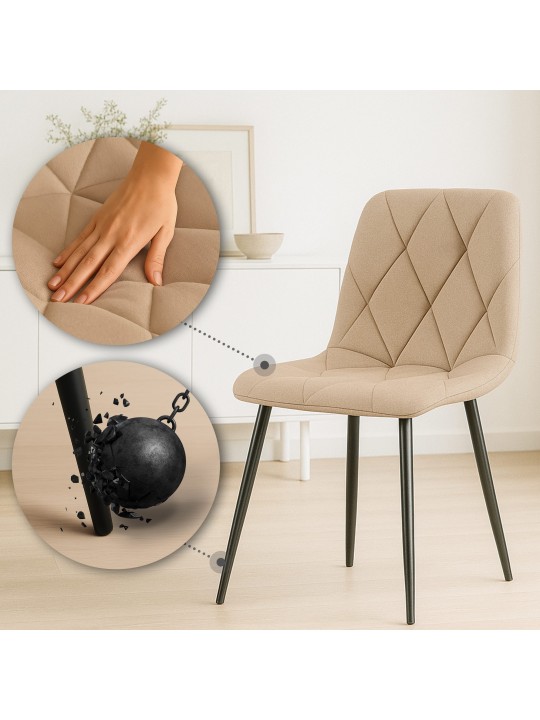 Sæt med 2 spisestuestole Clairton stof, taupe Sæt med 2 spisestuestole Clairton stof, taupe