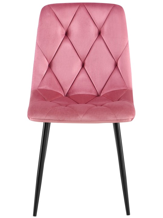 Sæt med 2 spisestuestole Clairton velvet, lyserød