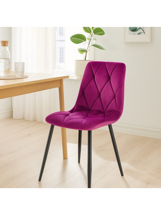 Sæt med 2 spisestuestole Clairton velvet, lilla