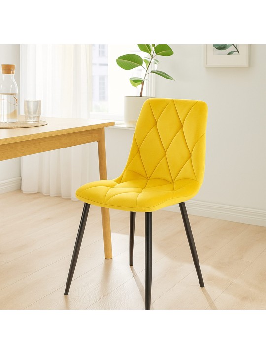 Sæt med 2 spisestuestole Clairton velvet, gul