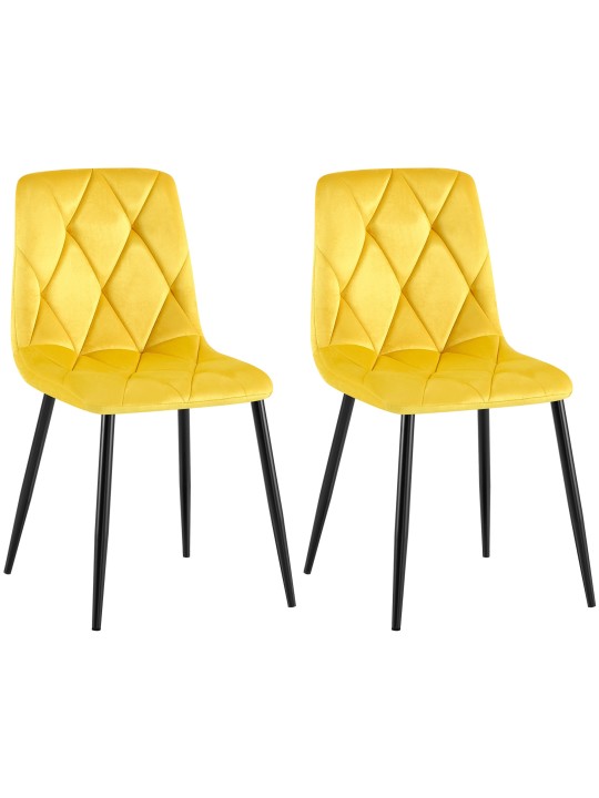 Sæt med 2 spisestuestole Clairton velvet, gul