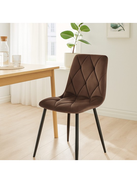 Sæt med 2 spisestuestole Clairton velvet, brun