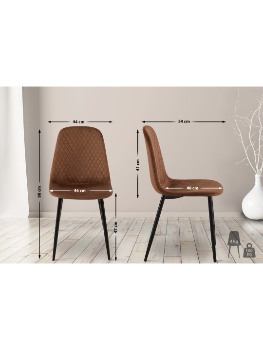 Stol Giverny fløjl, brun