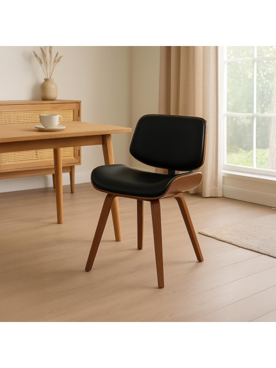 Besøgsstol Beverley imiteret læder, valnød/sort