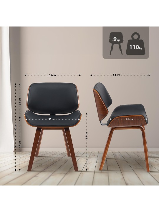 Besøgsstol Beverley imiteret læder, valnød/sort