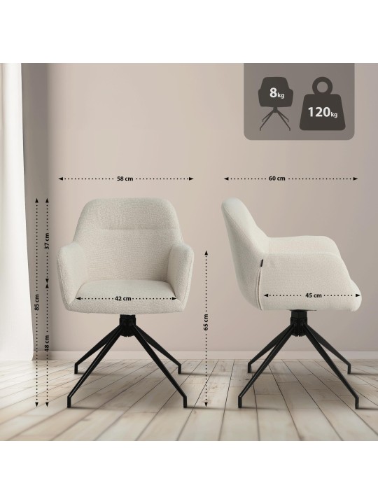 Spisestuestol Merlinda stof Teddy, creme