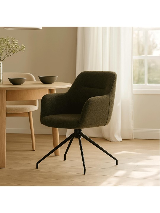 Spisestuestol Merlinda stof Teddy, mørkegrøn