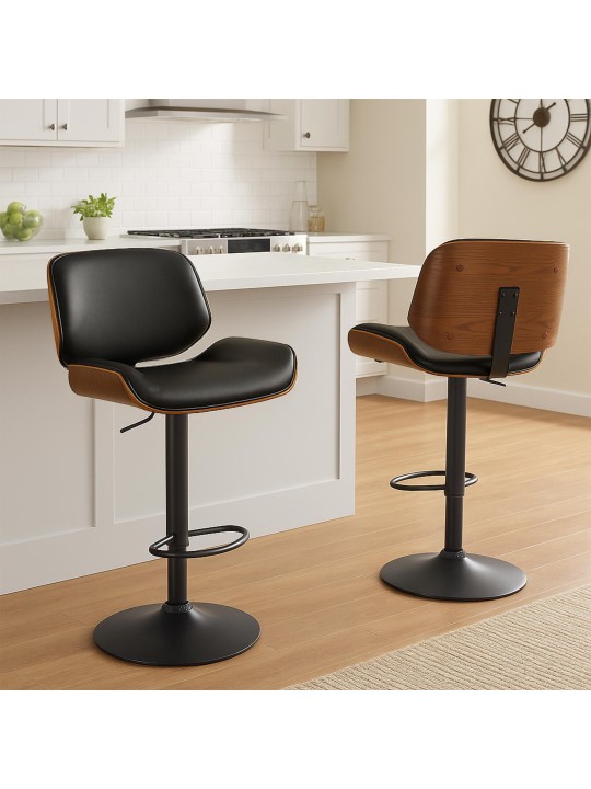 Barstol Beverley B imiteret læder, valnød/sort