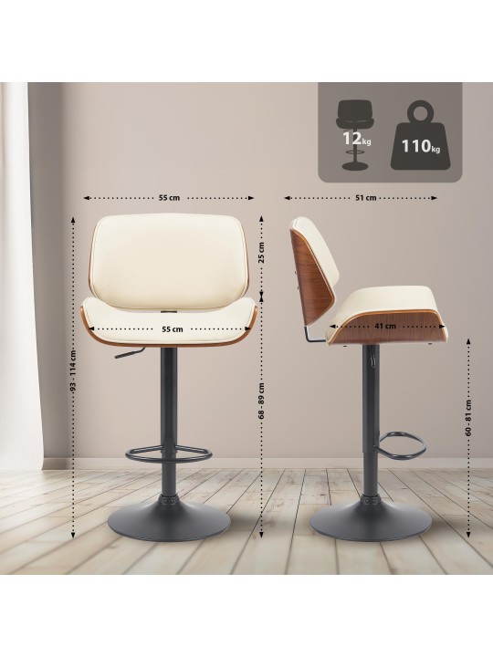 Barstol Beverley B imiteret læder, valnød/creme Barstol Beverley B imiteret læder, valnød/creme