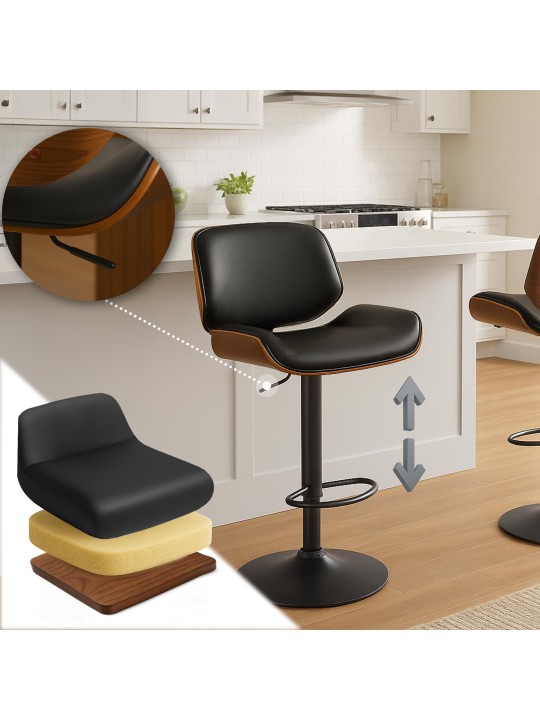 Barstol Beverley B imiteret læder, valnød/sort