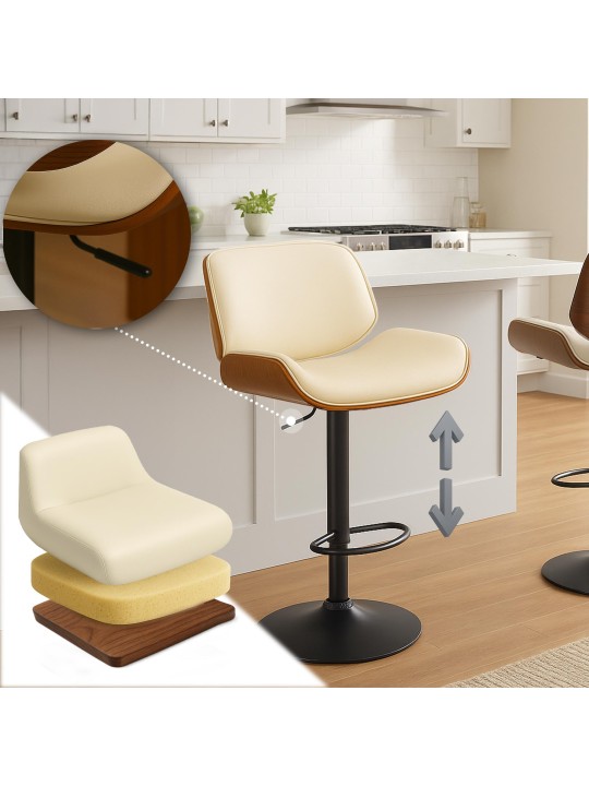 Barstol Beverley B imiteret læder, valnød/creme Barstol Beverley B imiteret læder, valnød/creme