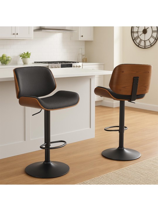 Barstol Beverley B stof, valnød/sort