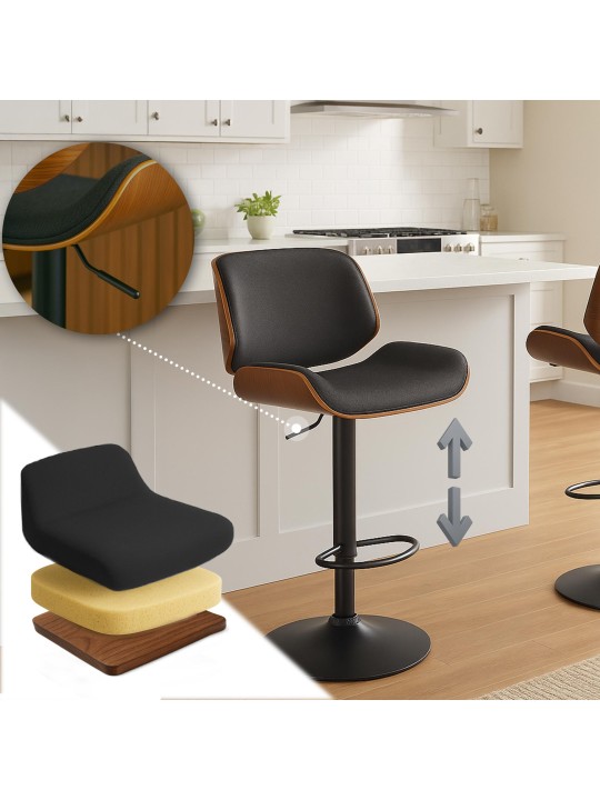 Barstol Beverley B stof, valnød/sort