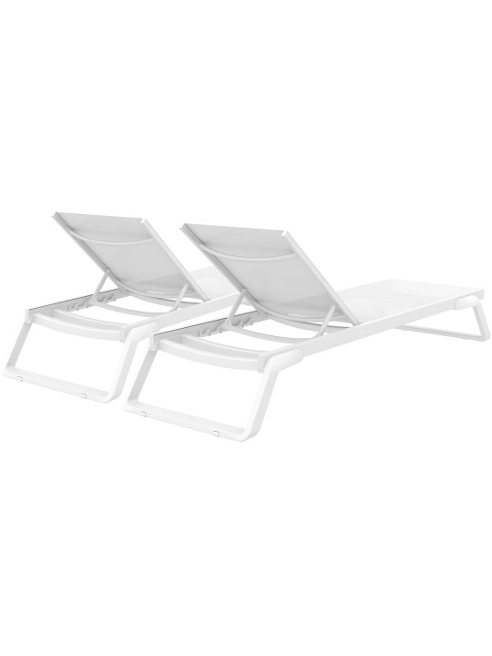 Sæt med 2 liggestole Tropic, hvid