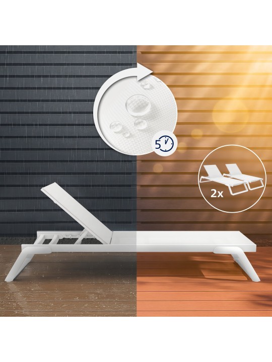 Sæt med 2 liggestole Tropic, hvid