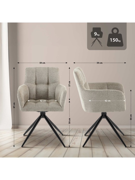 Spisestuestol Jonah stof, taupe