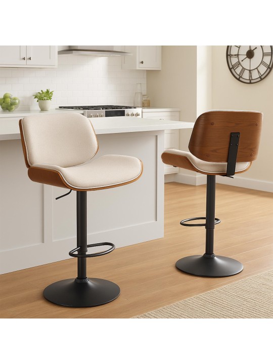 Barstol Beverley B stof, valnød/creme