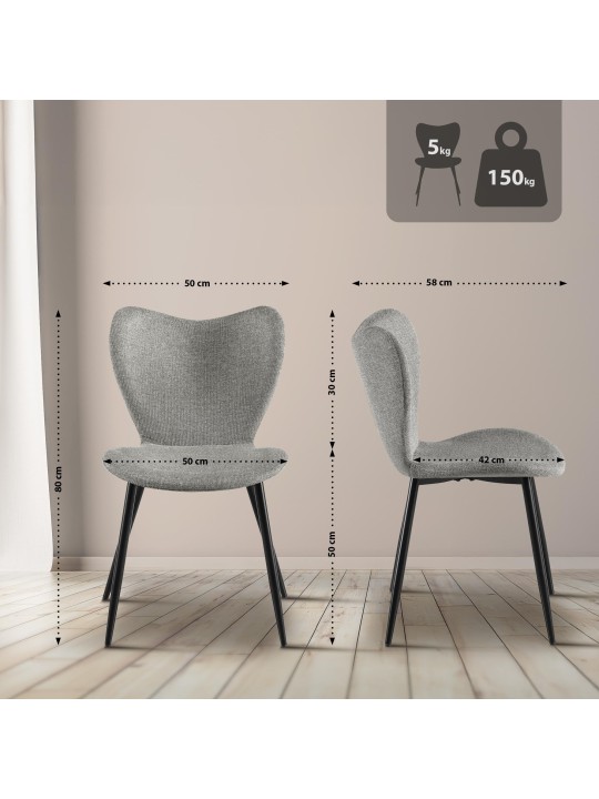 Spisestuestol Maika stof, grå