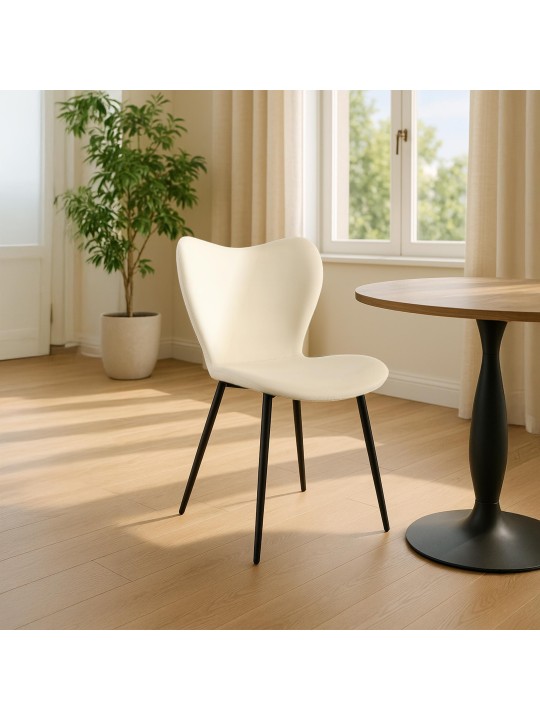 Maika fløjl spisestuestol, creme