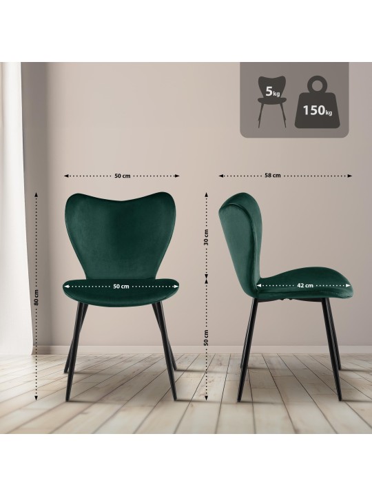 Maika fløjl spisestuestol, grøn Maika fløjl spisestuestol, grøn