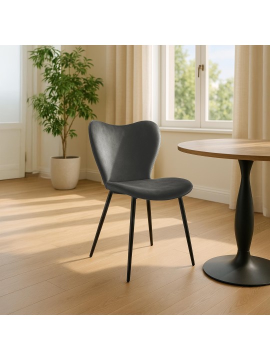 Maika fløjl spisestuestol, antracit Maika fløjl spisestuestol, antracit