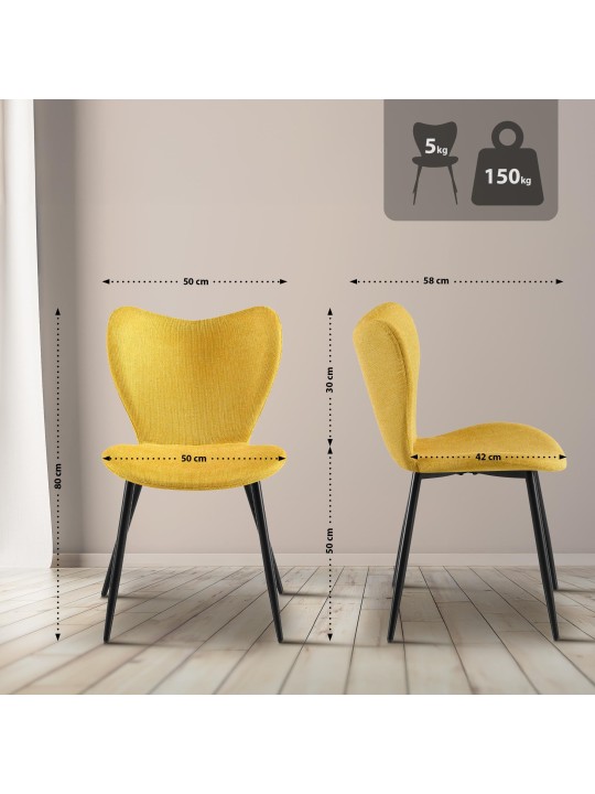 Spisestuestol Maika stof, gul
