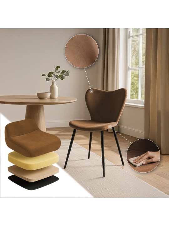 Maika fløjl spisestuestol, brun