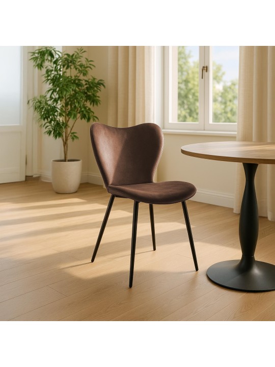 Maika fløjl spisestuestol, brun