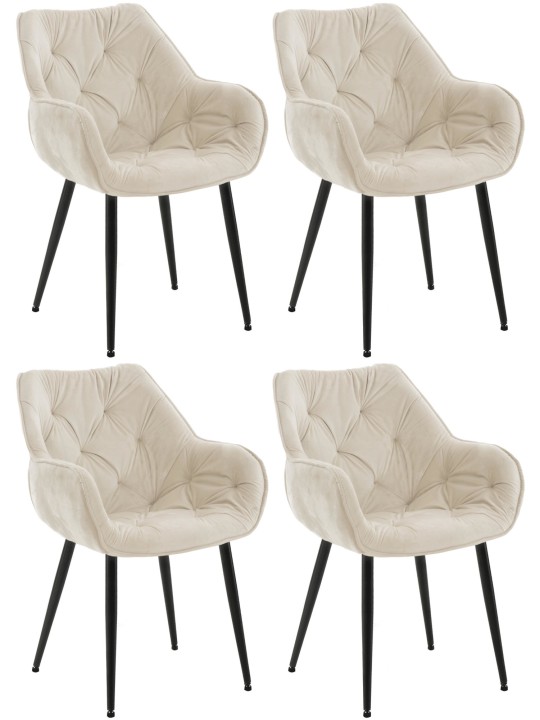 Sæt med 4 stole Tanna velvet, creme