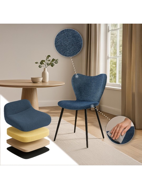 Spisestuestol Maika stof, blå