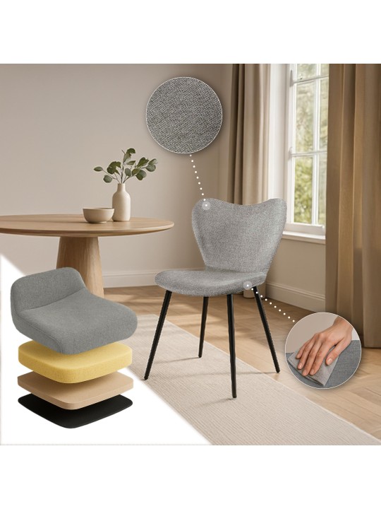 Spisestuestol Maika stof, grå