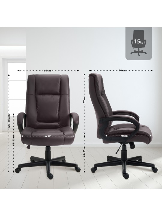 Kontorstol XL Sparta imiteret læder, brun