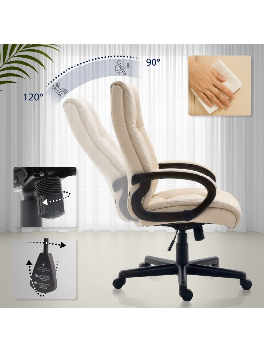 Kontorstol XL Sparta imiteret læder, creme