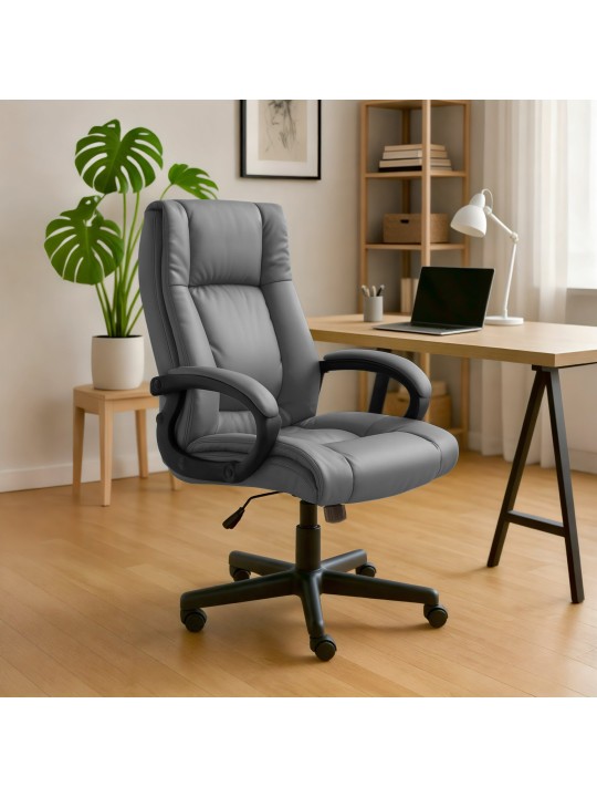 Kontorstol XL Sparta imiteret læder, grå