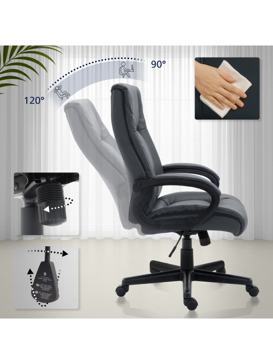 Kontorstol XL Sparta imiteret læder, grå