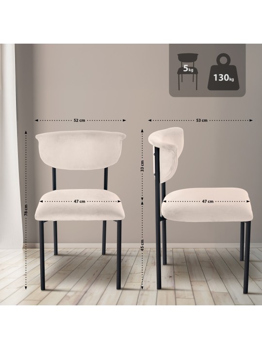 Sæt med 2 besøgsstole Gambell velvet, creme Sæt med 2 besøgsstole Gambell velvet, creme